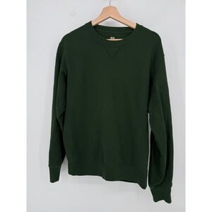 Uniqlo Crewneck Sweatshirt Mens Small Green Long Sleeve V-Stitch Pullover